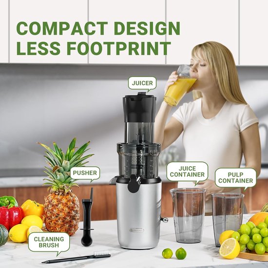 AMZCHEF - Juicer Machine - 80MM Opening & 200W Cold Press
