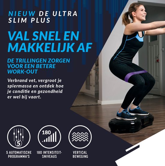 Bluefin Fitness Ultra Slim Plus Trilplaat | De Perfecte Work-out Voor Je Volledige Lichaam | Compact Design Trilplaat Met Weerstandsbanden | Vibratiefitness Voor Thuis