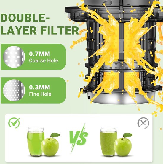 AMZCHEF - Juicer Machine - 80MM Opening & 200W Cold Press