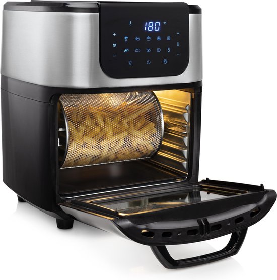 Princess Airfryer Oven DeLuxe 182075 - Heteluchtfriteuse - Extra groot 11 liter - PFAS vrij - 10 automatische programma's - RVS/Zwart