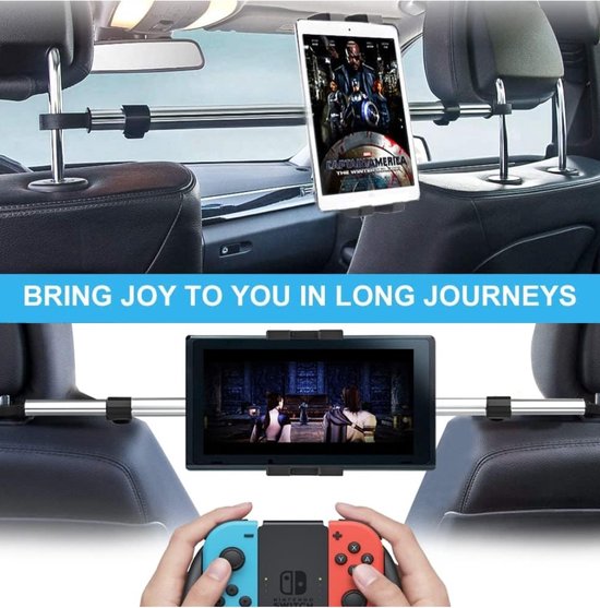 Oilcan Auto Tussen Achterbank Tablet Houder Mount, Hoofdsteun Tablet Stand voor Kinderen, Auto Achterbank Tablet Houder voor iPad Pro Air Mini, iPhone, Galaxy Tabs, Switch Lenovo, Huawei (4-12,9 inch)