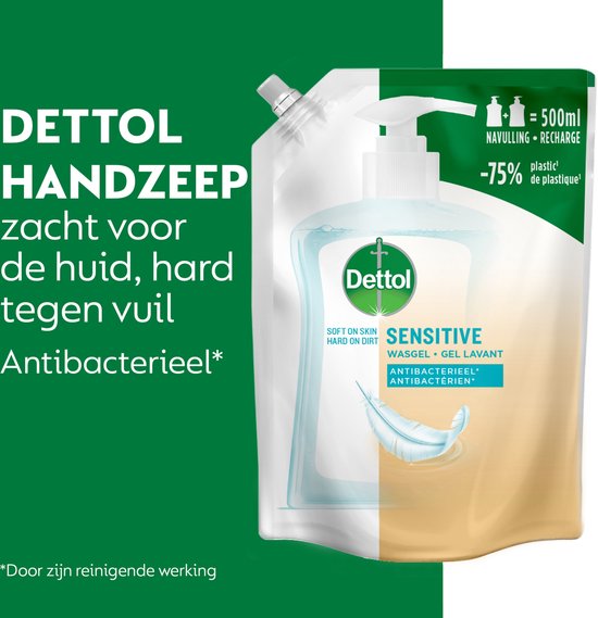 Dettol - Handzeep - Antibacterieel - Navulling Sensitive - 12x 500ML - Voordeelverpakking