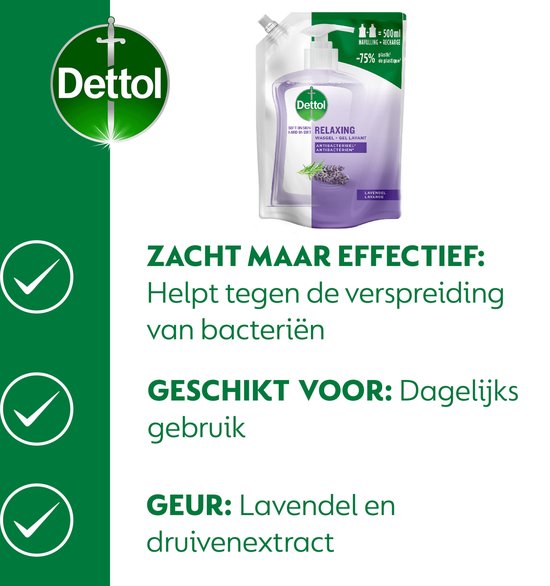 Dettol - Handzeep - Antibacterieel - Navulling Relaxing Lavender - 12x 500ML - Voordeelverpakking