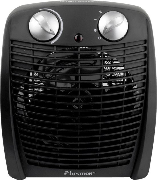 Bestron Ventilatorkachel met 2 warmtestanden, incl. omvalbeveiliging & oververhittingsbeveiliging, voor ruimtes tot 20m², 2000 watt, kleur: zwart