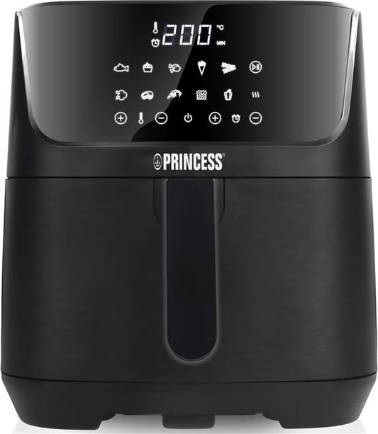 Princess 182061 Airfryer XXL 6,5L - Digitale Heteluchtfriteuse met Uitneembare Scheidingswand - Zwart - 1800 watt - 12 programma's - Digitale timer - Temperatuurbereik 80-200 °C - BPA- en PFOA-vrij