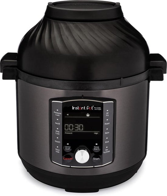 Instant Pot Pro Crisp 11-in-1 multicooker met airfryer 7,6L liter, 2 afneembare deksels, Snel onder druk koken,Slow cooking, Sauteren, Stomen, Sous vide, Warmhouden, Snel frituren, Braden, Bakken, Roosteren, Drogen