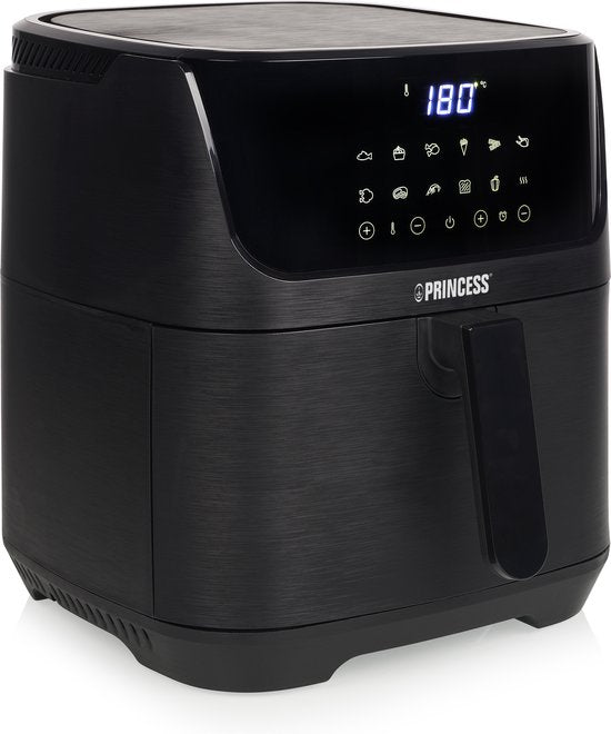 Princess 182061 Airfryer XXL 6,5L - Digitale Heteluchtfriteuse met Uitneembare Scheidingswand - Zwart - 1800 watt - 12 programma's - Digitale timer - Temperatuurbereik 80-200 °C - BPA- en PFOA-vrij
