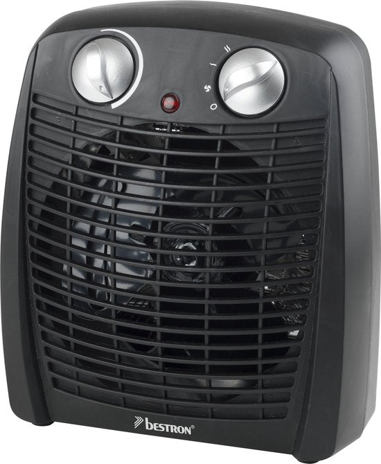 Bestron Ventilatorkachel met 2 warmtestanden, incl. omvalbeveiliging & oververhittingsbeveiliging, voor ruimtes tot 20m², 2000 watt, kleur: zwart