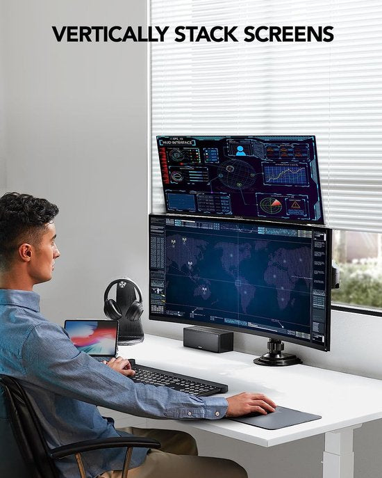 HUANUO Dubbele Monitorsteunen Pasvorm - 13"-32" - LCD/LED scherm - Twin 360 ° - Rotatie