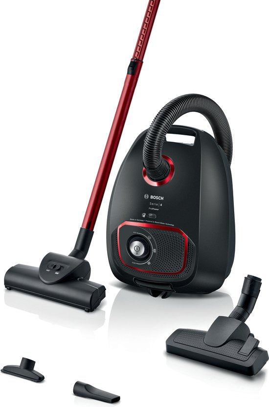 Bosch ProPower BGB41POW1 Serie 4 - Stofzuiger met zak - 11 mtr bereik - Vacuum cleaner - HEPA 13 - Zwart/Rood