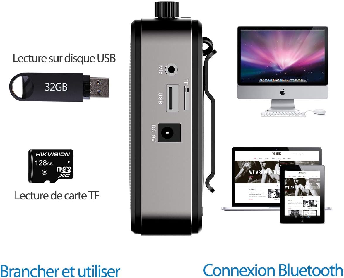 Giecy Portable Voice Amplifier with Microphone Headset 30W Rechargeable Battery 2800mAh Powerful PA System for Teachers, Guides, Coaches, Presenters